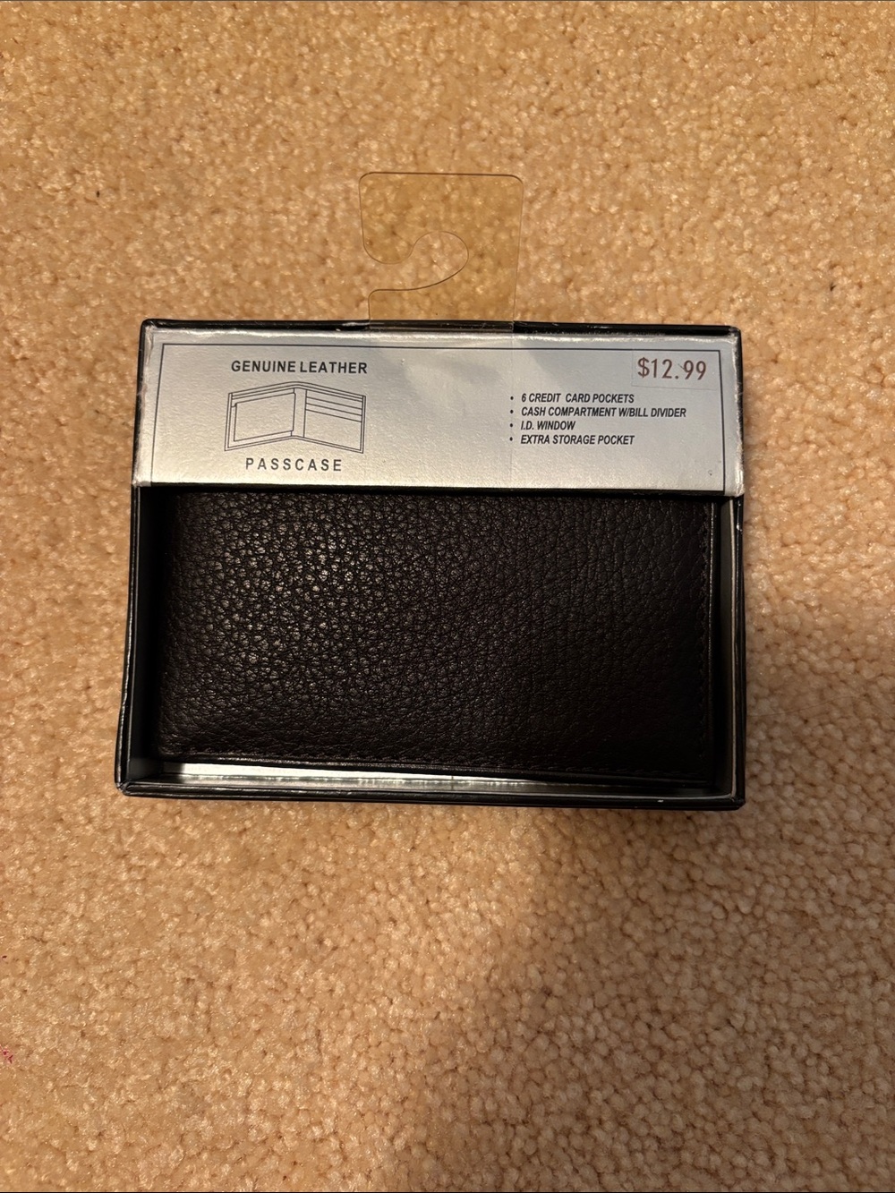 Genuine Leather Men's Black Passcase Wallet